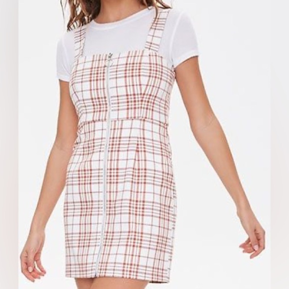 Forever 21 Woven Overall Dress Plaid